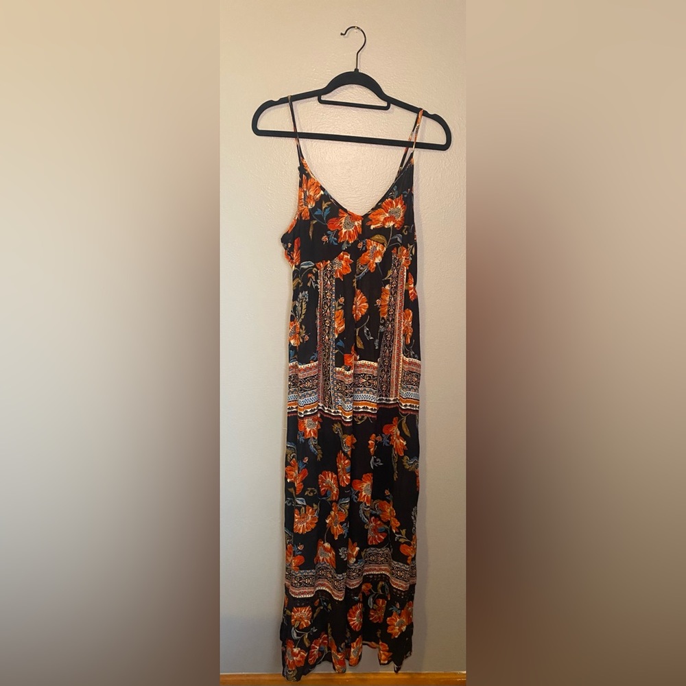 Patrons of Peace Black and Orange Maxi Dress